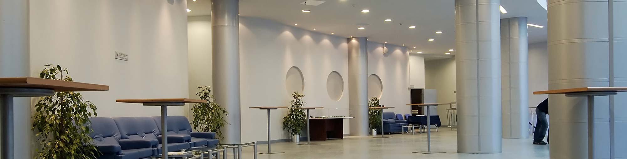 Foyer with pillars in office building